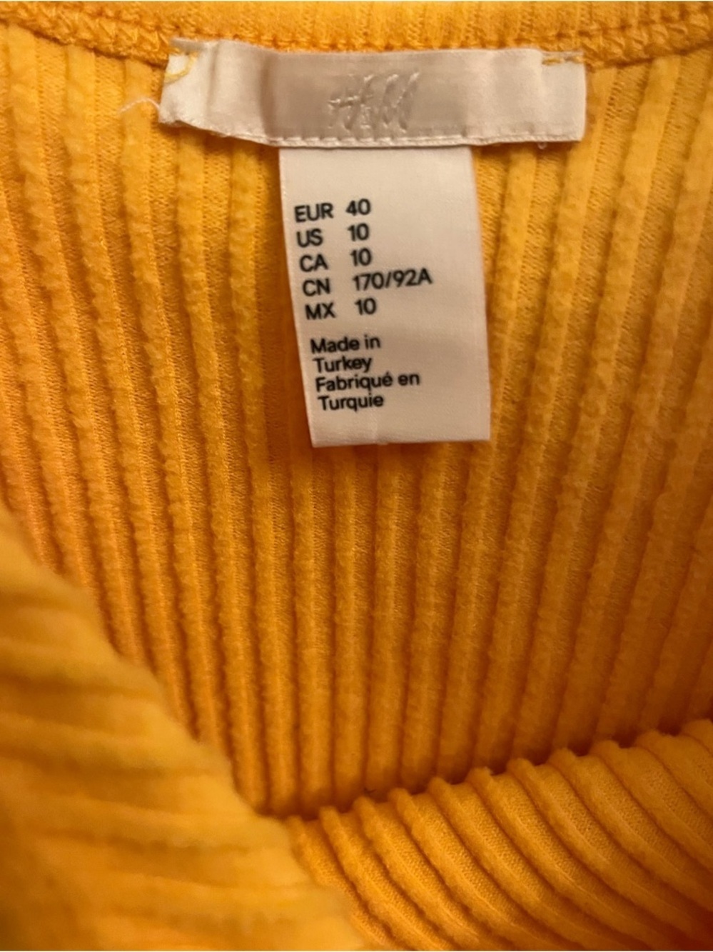 H&M Ribbed Mustard Yellow One-Piece Bodysuit - Picture 3 of 4